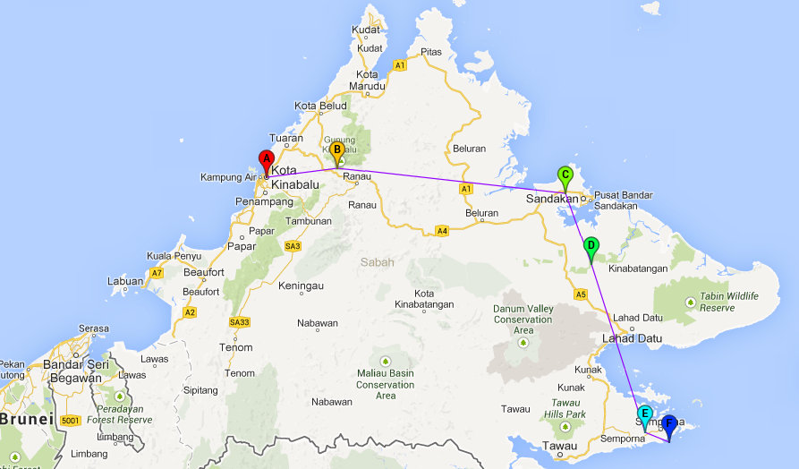 Backpacken Borneo route en planning
