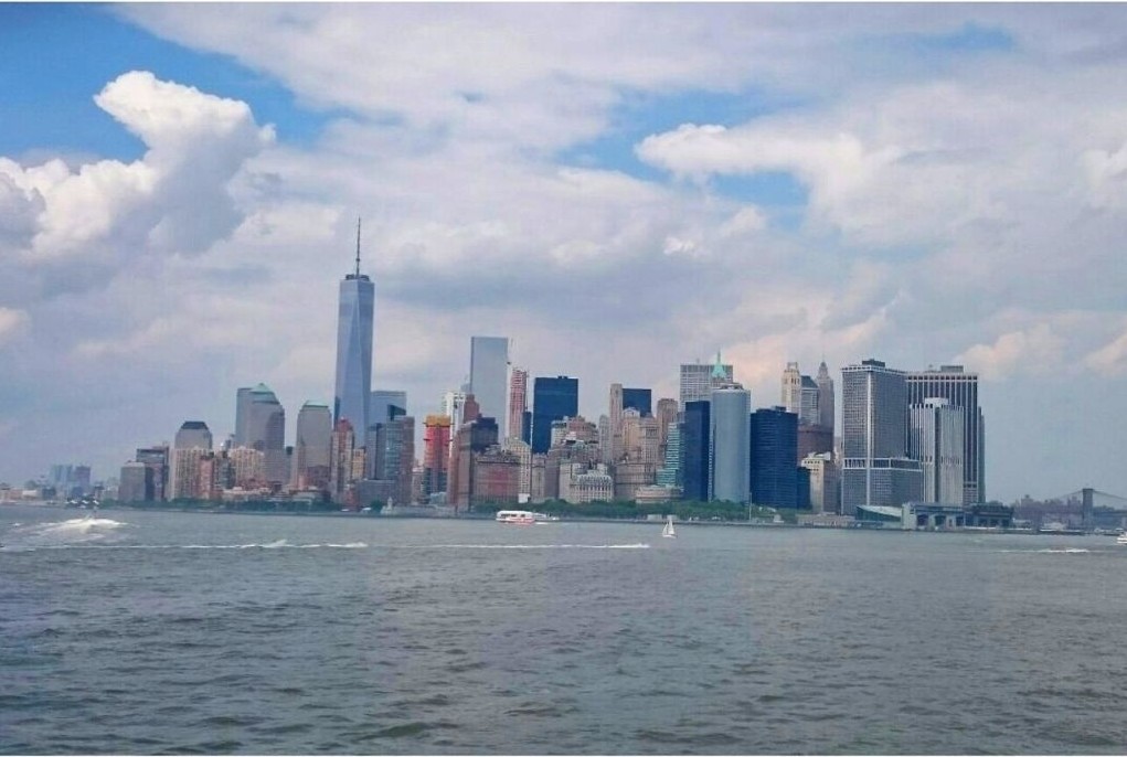 Skyline New York vanaf Staten Island Ferry